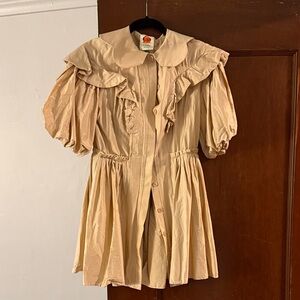 Farm Rio Beige puff sleeve dress